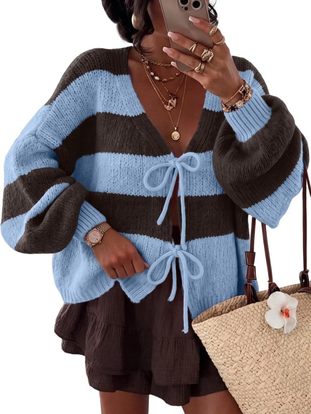 Womens Oversized Striped Cardigan Sweaters Chunky Fall Outfits